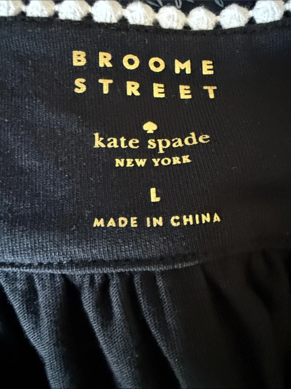 kate spade Black Top with White Floral Embroidery